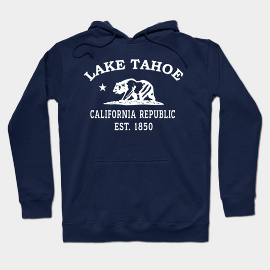 Lake Tahoe California Vintage Retro Hoodie - White Logo - Various Colors
