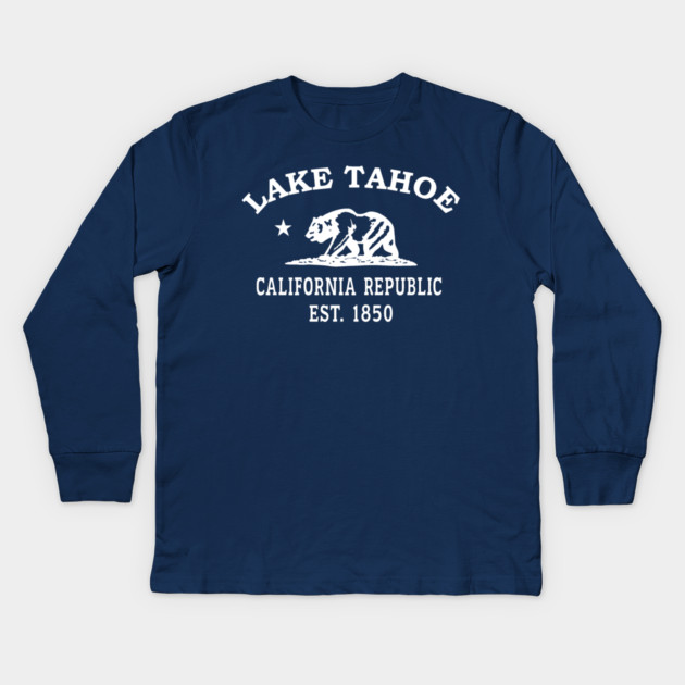 Lake Tahoe California Vintage Retro Kids Long-Sleeve T-Shirt - White Logo - Various Colors
