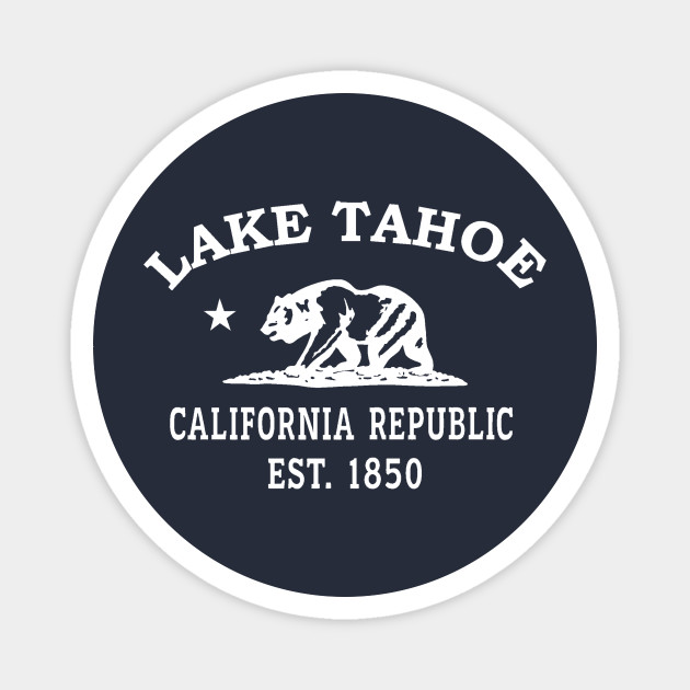 Lake Tahoe California Vintage Retro Magnet - White Logo