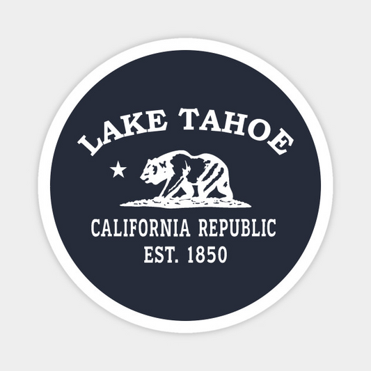 Lake Tahoe California Vintage Retro Magnet - White Logo