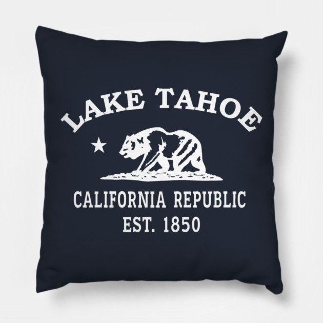 Lake Tahoe California Vintage Retro Throw-Pillow - White Logo