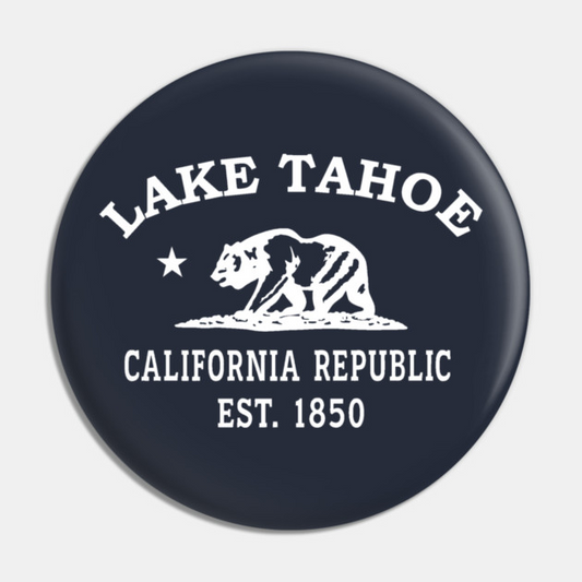 Lake Tahoe California Vintage Retro Pin - White Logo