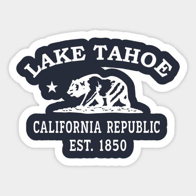 Lake Tahoe California Vintage Retro Sticker - White Logo