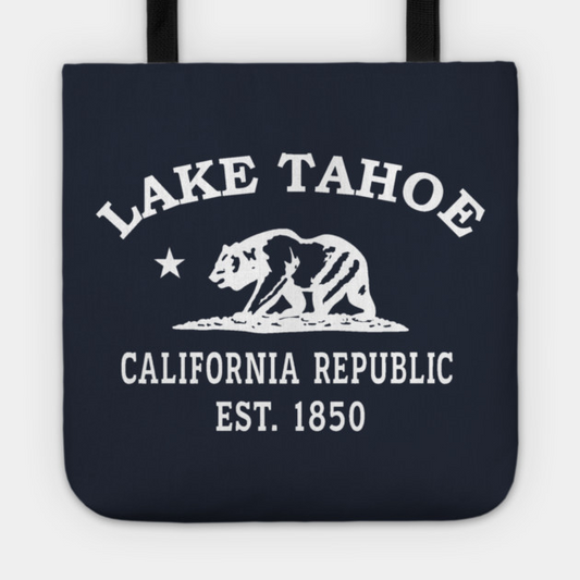 Lake Tahoe California Vintage Retro Tote - White Logo