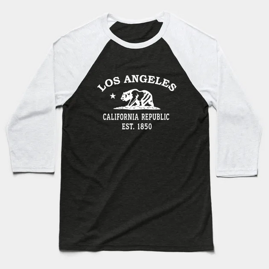 Los Angeles California Vintage Retro Baseball Tee - White Logo - Various Colors
