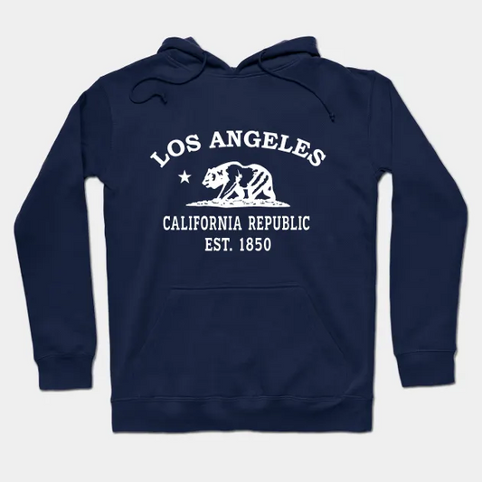 Los Angeles California Vintage Retro Hoodie - White Logo - Various Colors