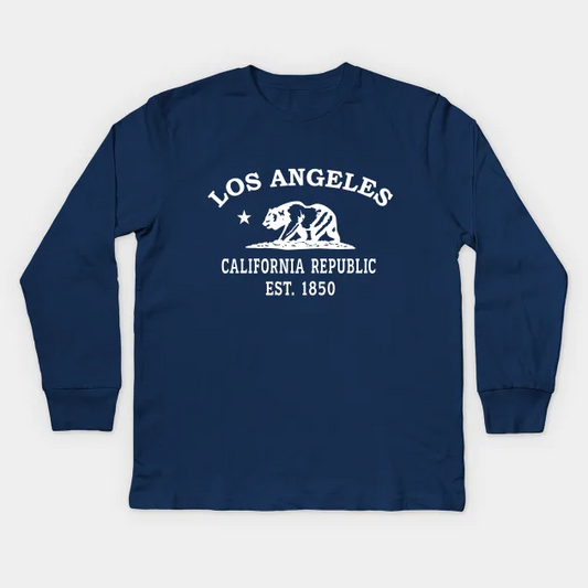 Los Angeles California Vintage Retro Kids Long-Sleeve T-Shirt - White Logo - Various Colors