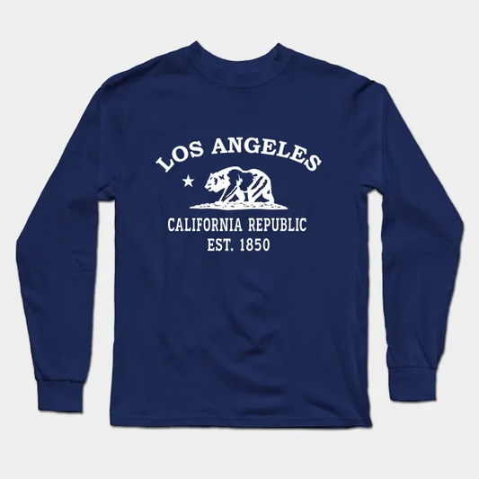 Los Angeles California Vintage Retro Adult Long-Sleeve T-Shirt - White Logo - Various Colors