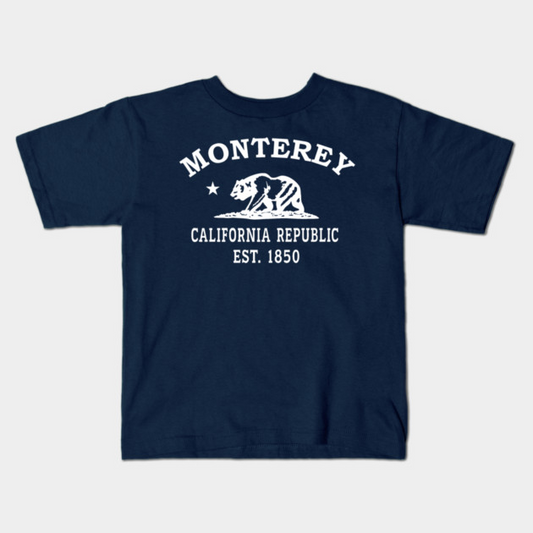 Monterey California Vintage Retro Kids T-Shirt - White Logo - Various Colors