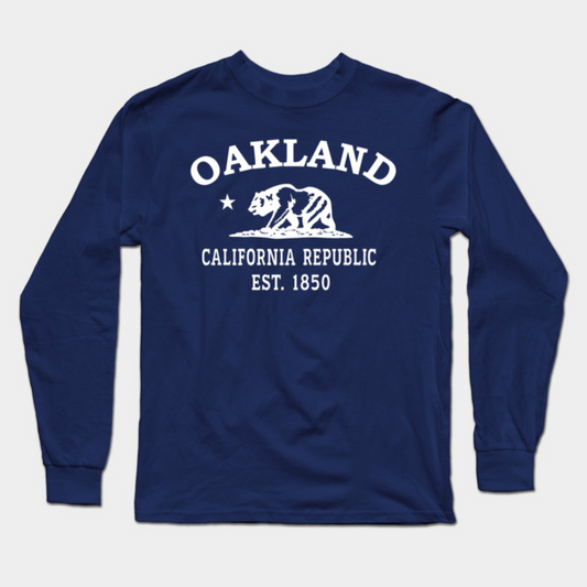 Oakland California Vintage Retro Adult Long-Sleeve T-Shirt - White Logo - Various Colors