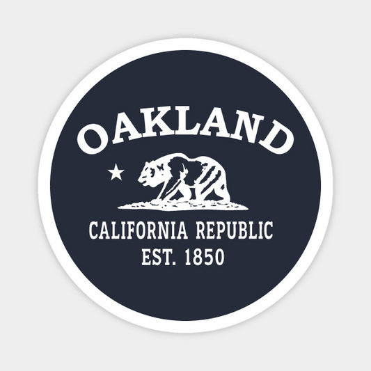 Oakland California Vintage Retro Magnet - White Logo