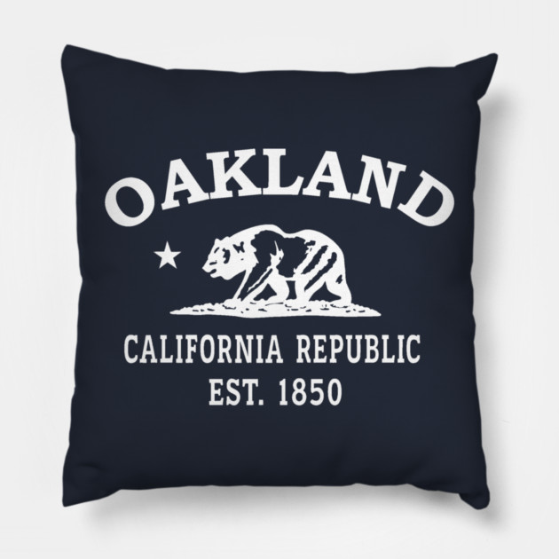 Oakland California Vintage Retro Throw-Pillow - White Logo