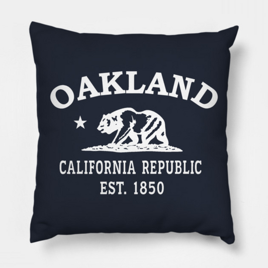 Oakland California Vintage Retro Throw-Pillow - White Logo