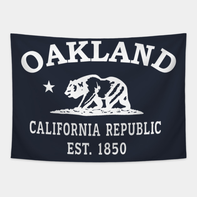 Oakland California Vintage Retro Tapestry - White Logo