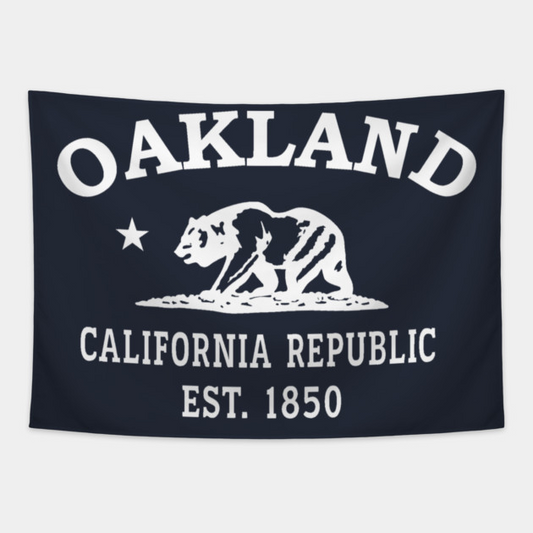 Oakland California Vintage Retro Tapestry - White Logo