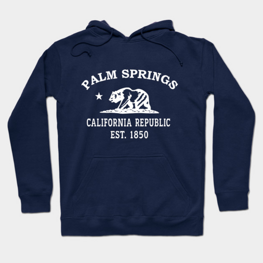 Palm Springs California Vintage Retro Hoodie - White Logo - Various Colors