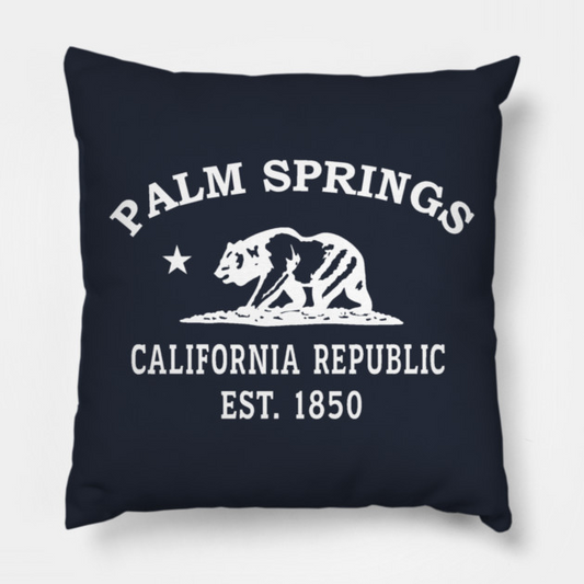 Palm Springs California Vintage Retro Throw-Pillow - White Logo