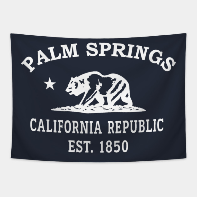 Palm Springs California Vintage Retro Tapestry - White Logo
