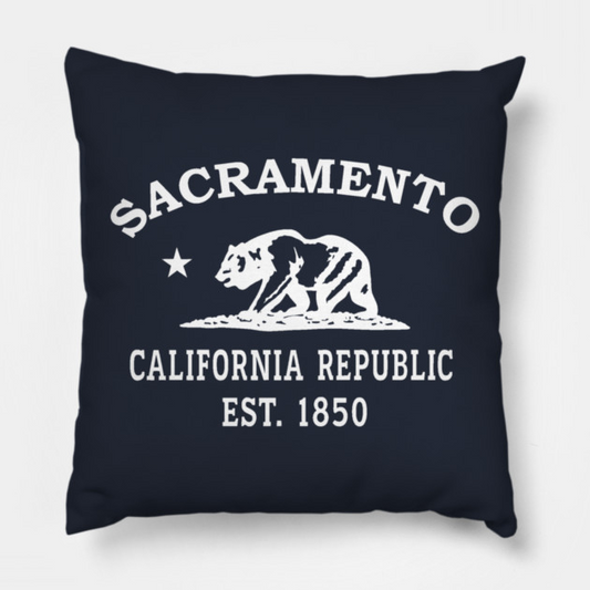 Sacramento California Vintage Retro Throw-Pillow - White Logo