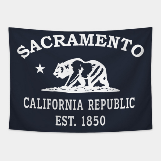 Sacramento California Vintage Retro Tapestry - White Logo