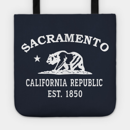 Sacramento California Vintage Retro Tote - White Logo