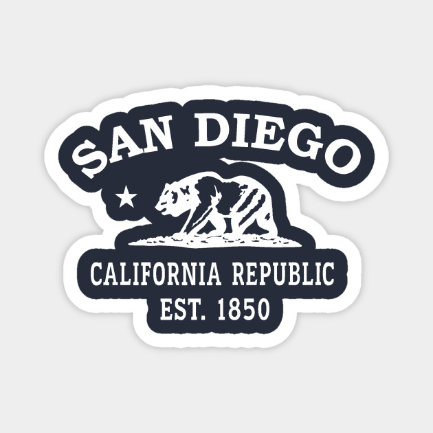 San Diego California Vintage Retro Magnet - White Logo
