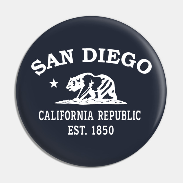 San Diego California Vintage Retro Pin - White Logo