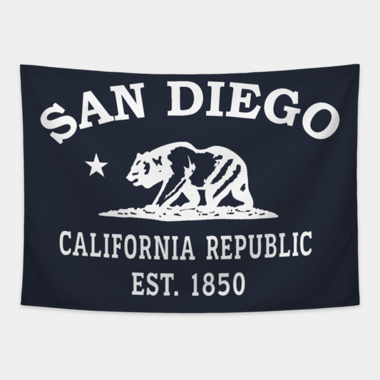 San Diego California Vintage Retro Tapestry - White Logo