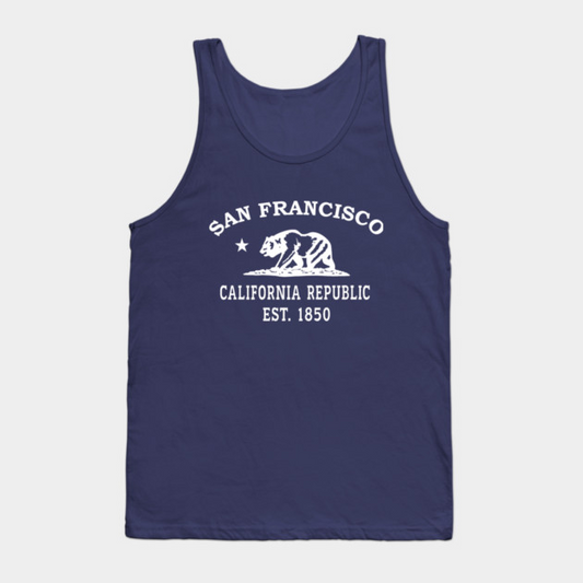 San Francisco California Vintage Retro Tank-Top - White Logo - Various Colors