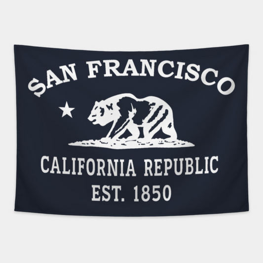 San Francisco California Vintage Retro Tapestry - White Logo