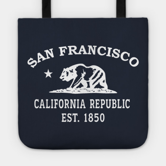 San Francisco California Vintage Retro Tote - White Logo