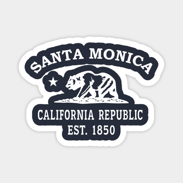 Santa Monica California Vintage Retro Magnet - White Logo