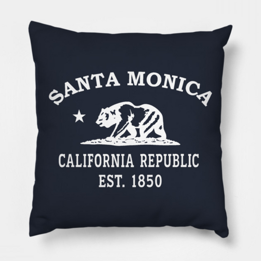 Santa Monica California Vintage Retro Throw-Pillow - White Logo