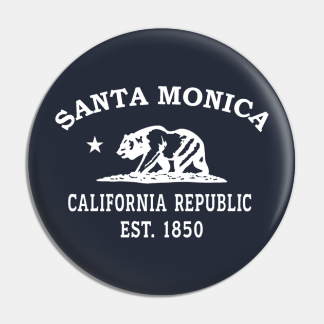 Santa Monica California Vintage Retro Pin - White Logo