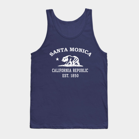 Santa Monica California Vintage Retro Tank-Top - White Logo - Various Colors