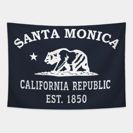 Santa Monica California Vintage Retro Tapestry - White Logo