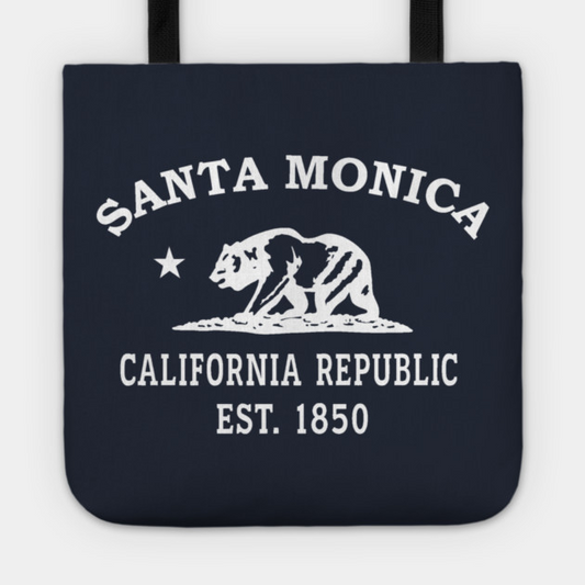 Santa Monica California Vintage Retro Tote - White Logo