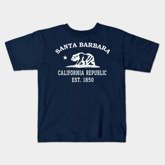 Santa Barbara California Vintage Retro Kids T-Shirt - White Logo - Various Colors