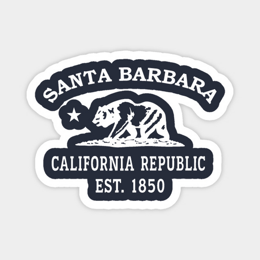 Santa Barbara California Vintage Retro Magnet - White Logo