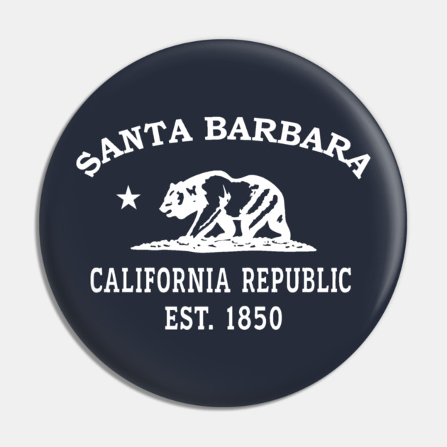 Santa Barbara California Vintage Retro Pin - White Logo
