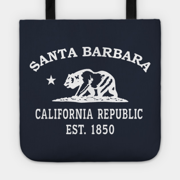 Santa Barbara California Vintage Retro Tote - White Logo