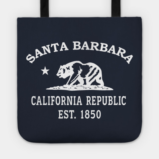 Santa Barbara California Vintage Retro Tote - White Logo