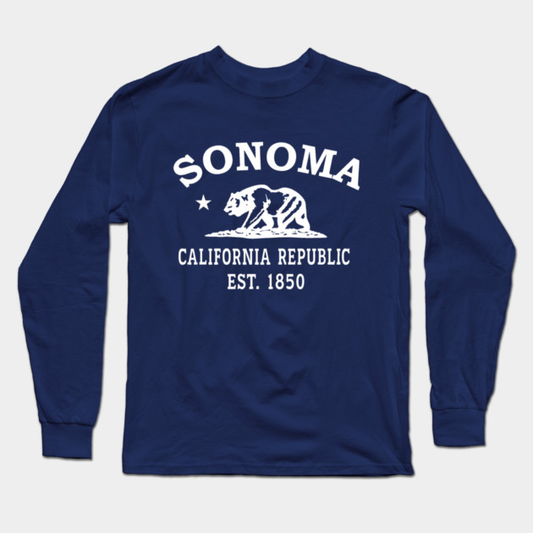 Sonoma California Vintage Retro Adult Long-Sleeve T-Shirt - White Logo - Various Colors