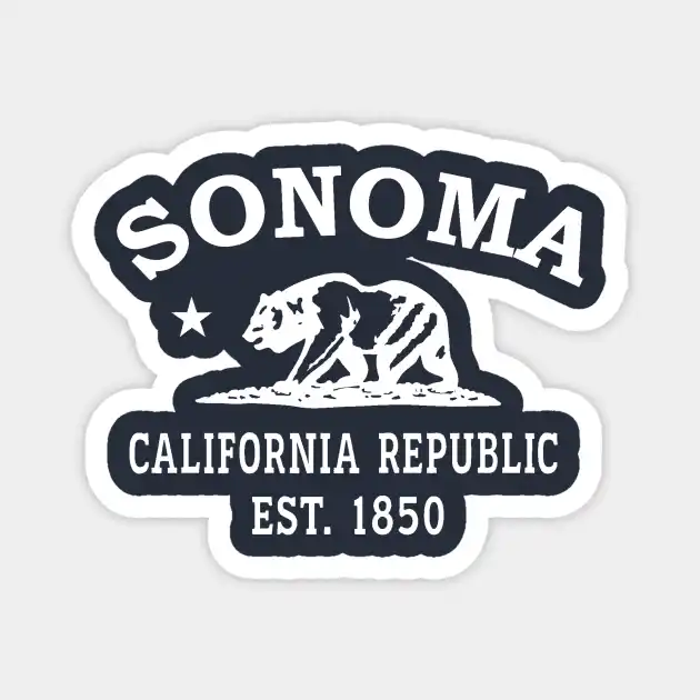 Sonoma California Vintage Retro Magnet - White Logo