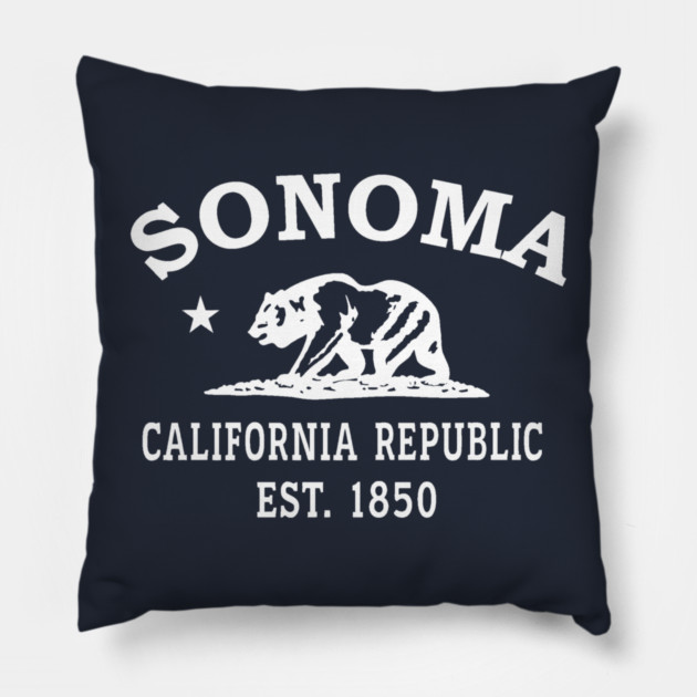 Sonoma California Vintage Retro Throw-Pillow - White Logo