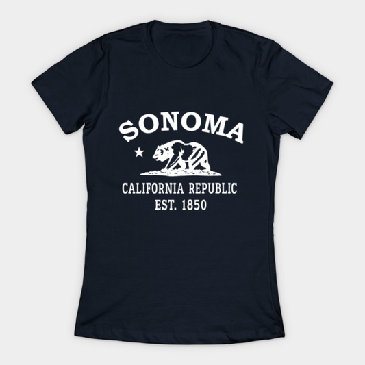 Sonoma California Vintage Retro Women's T-Shirt - White Logo - Various Colors