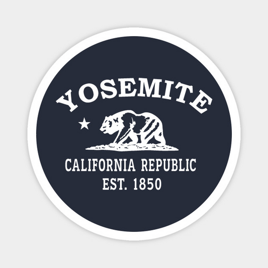 Yosemite California Vintage Retro Magnet - White Logo