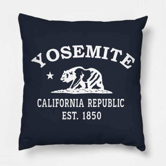 Yosemite California Vintage Retro Throw-Pillow - White Logo