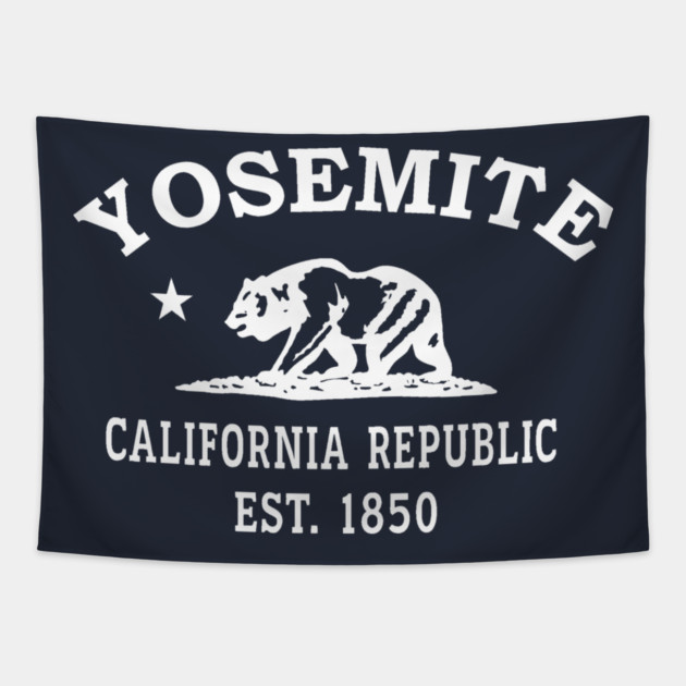 Yosemite California Vintage Retro Tapestry - White Logo