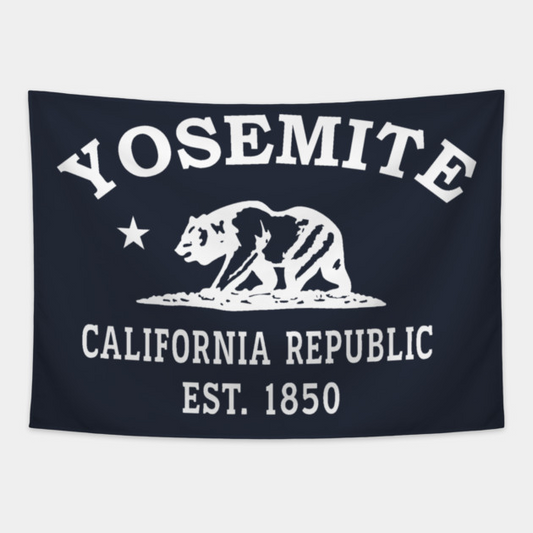Yosemite California Vintage Retro Tapestry - White Logo